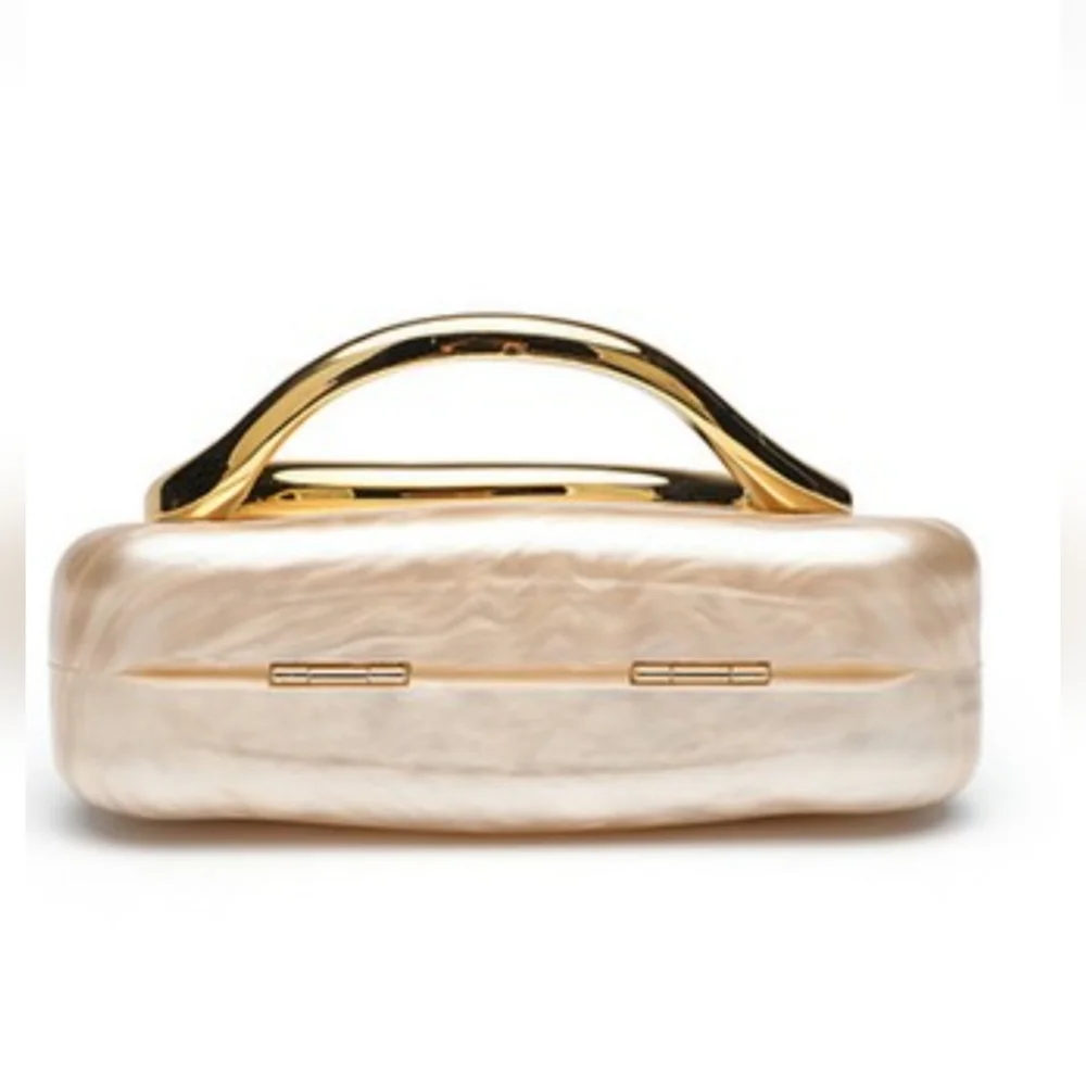 Gold and Cream Clutch with Metallic Accent